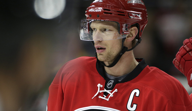 Carolina Hurricanes&#039 Eric Staal waits to go into the game during the first period of an NHL hockey game against the Boston Bruins in Raleigh N.C. Friday Feb. 26 2016