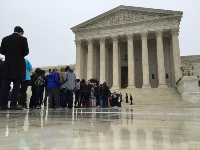 Supreme Court visitors wait in line