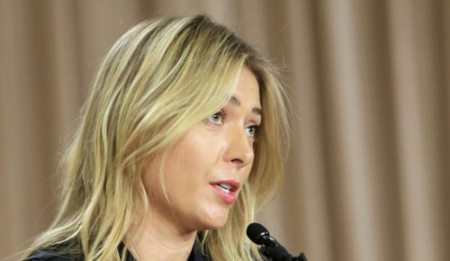 Tennis star Maria Sharapova speaks during a news conference in Los Angeles