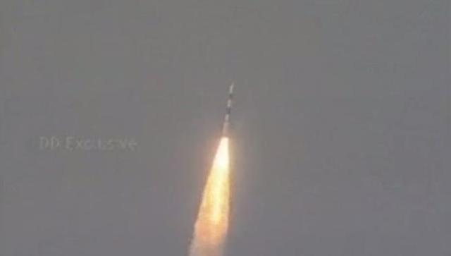 The Polar Satellite Launch Vehicle version 44.4m tall and weighing 320 tonnes tore into the evening sky at 4pm