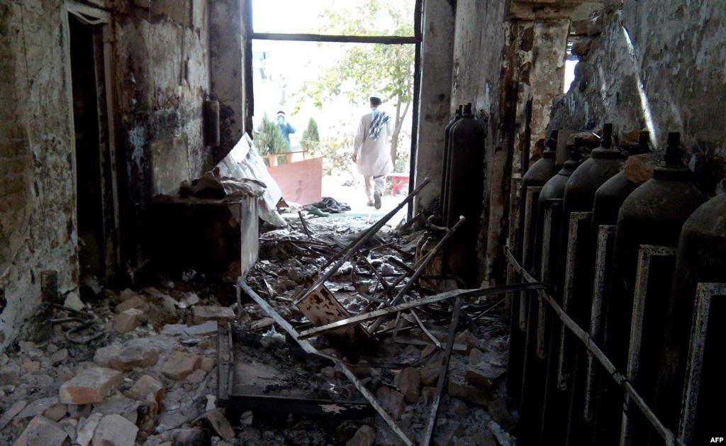 The damaged interior of the Doctors Without Borders hospital in Kunduz Afghanistan following bombardment by U.S. forces