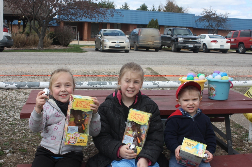 These youngsters found the silver eggs. They were all very happy with the chocolate bunnies they received