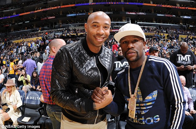 Thierry Henry was in high spirits when he met Floyd Mayweather during a recent visit to watch an NBA match