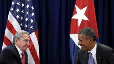 U.S. President Barack Obama and Cuban President Raul Castro meet at the United Nations General Assembly in New York