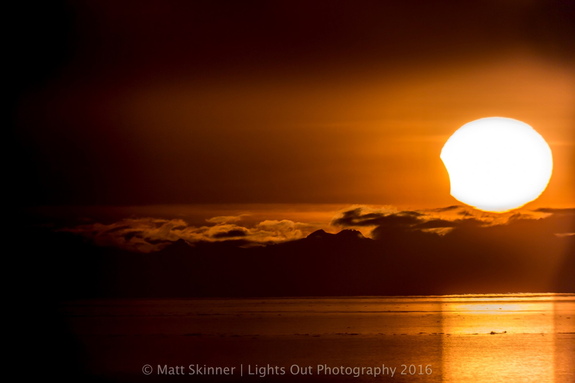 Matt Skinner shot the Alaskan view of the March 2016 eclipse in Anchorage with a Canon 5D Mark III mounted onto a Celestron Omni XLT 150 telescope using a solar filter