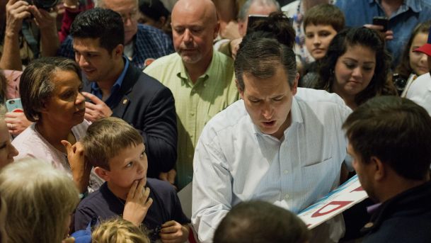 Senator Ted Cruz a Republican from Texas and 2016 presidential candidate signs an autograph for an attendee during a campaign event in San Antonio Texas U.S. on Monday