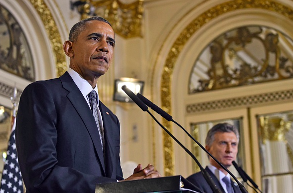 President Barack Obama and Argentinian President Mauricio Macri deliver a joint press conference at the Casa Rosada presidential palace in Buenos Aires