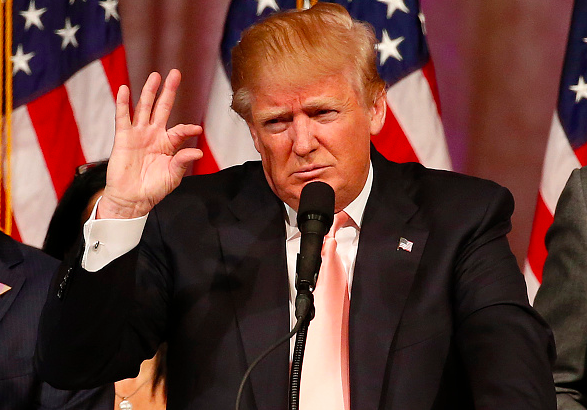 Republican presidential candidate Donald Trump addresses a press conference following his victory in the Florida state primary