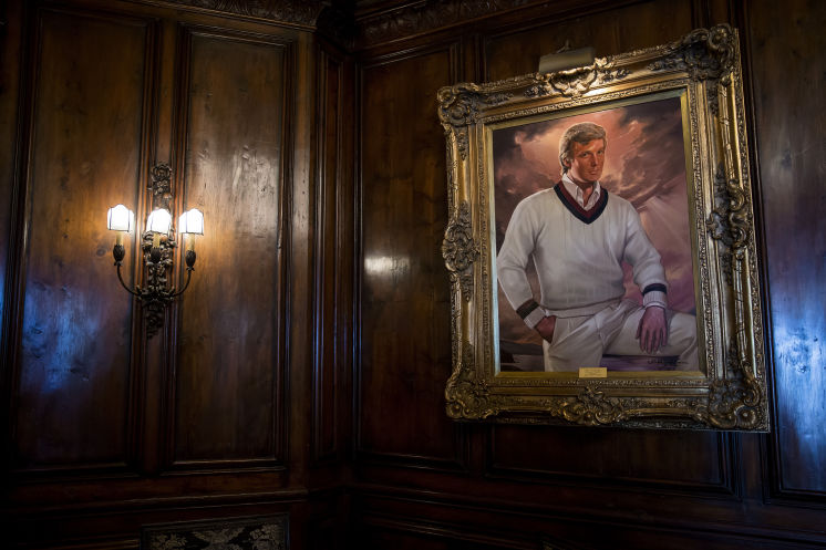 A portrait of Donald Trump hangs in the bar at the Mar-a Lago estate in Palm Beach. If he’s the nominee he’ll have a rough time in the battleground states