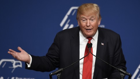 Republican presidential candidate Donald Trump addresses the Republican Jewish Coalition in December. He was booed for hesitating on the question of whether Jerusalem should be the capital of Israel