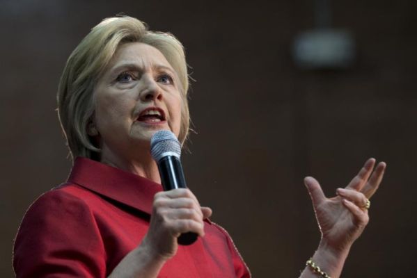 Democratic presidential candidate Hillary Clinton speaks during