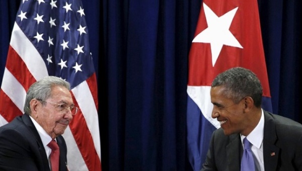 U.S. President Barack Obama and Cuban President Raul Castro meet at the United Nations General Assembly in New York