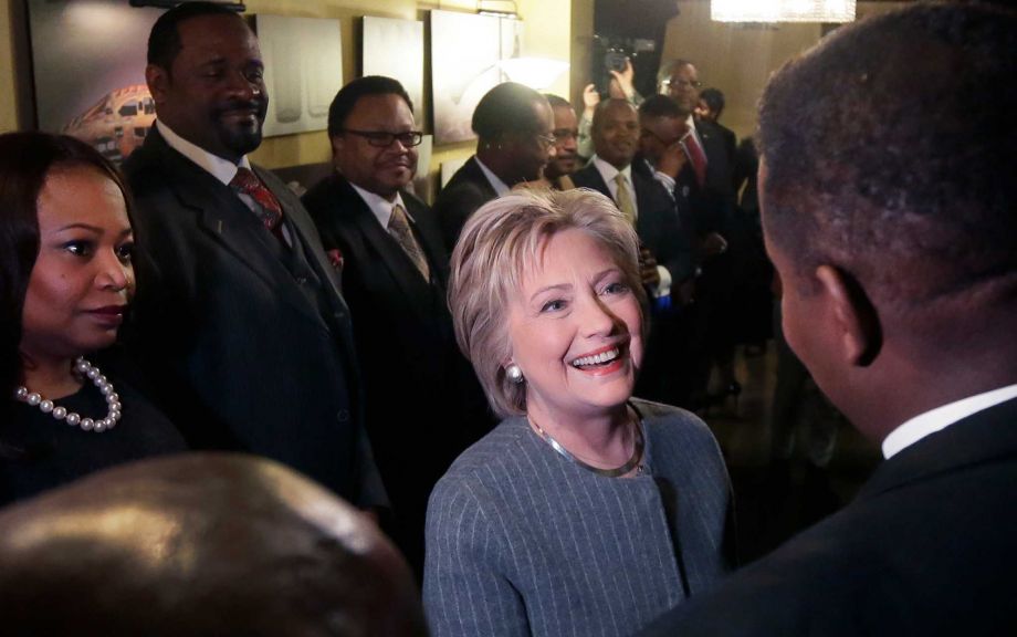 Democratic presidential candidate Hillary Clinton meets with African American ministers Saturday