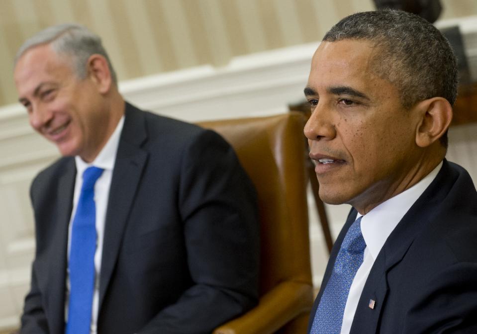 US President Barack Obama and Israeli Prime Minister Benjamin Netanyahu at the White House in Washington DC