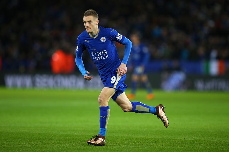 2 February 2016- Barclays Premier League- Leicester City v Liverpool- Jamie Vardy of Leicester City