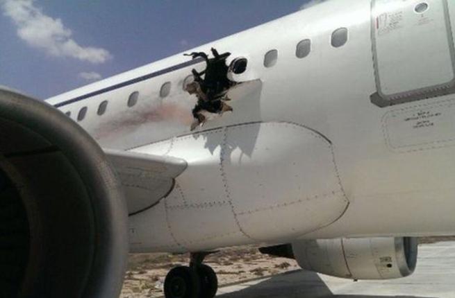 The Daallo Airlines Airbus 321 with 74 passengers on board made an emergency landing in the capital Mogadishu after the explosion shortly after take-off