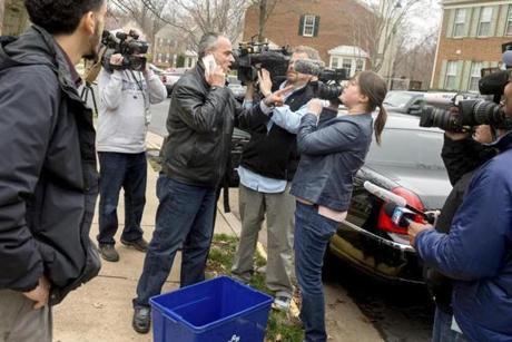 Jamal Khweis, who identified himself as the father of the American fighting with the Islamic State group who gave himself up to Iraqi Kurdish forces on Monday was confronted outside a home in Alexandria Va. Monday