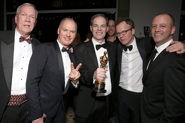 Walter 'Robby&#039 Robinson and Michael Keaton Open Road's Tom Ortenberg Director Tom Mc Carthy and First Look's Michael Bloom attend the SPOTLIGHT Oscar After Party Hosted By Open Road Participant Media And First Look Media on February