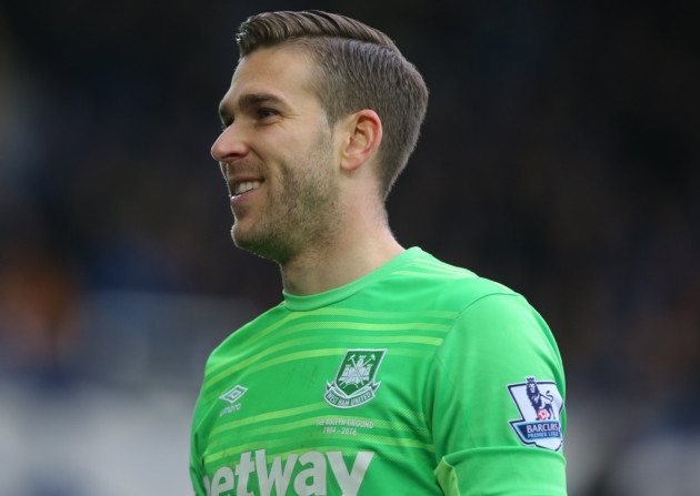 West Ham United goalkeeper Adrian during the Barclays Premier League match at Goodison Park Liverpool