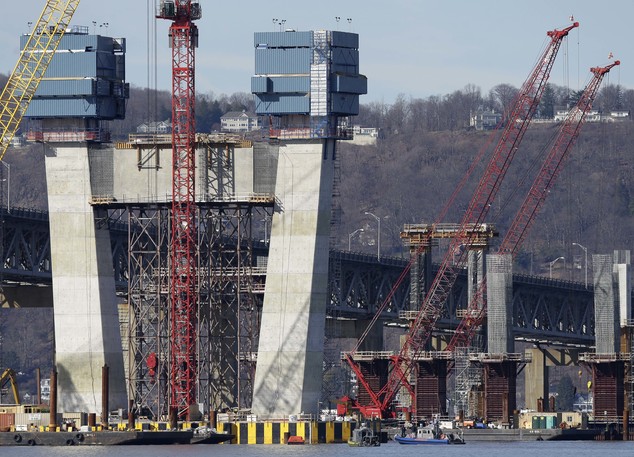 Boats of emergency officials work near the site of a fatal collision in the water underneath the Tappan Zee Bridge in Tarrytown N.Y. Saturday