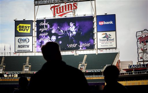 'Goodnight Sweet Prince read the display screens in Target Field in Minneapolis Minn. Thursday