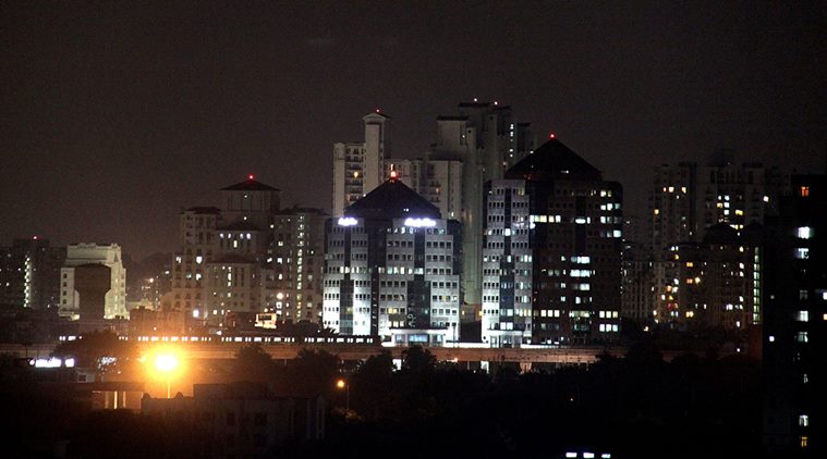 A night view of Gurgaon Haryana. The name of the city was changed to Gurugram by the state government on Tuesday