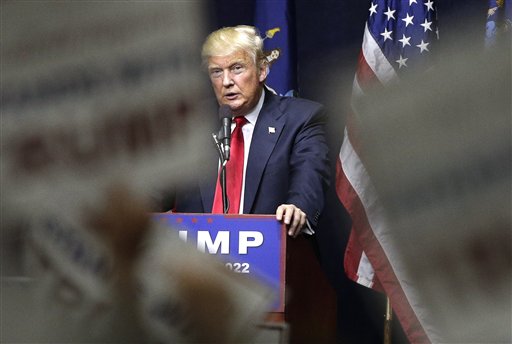 Republican presidential candidate Donald Trump speaks during a campaign rally Wednesday