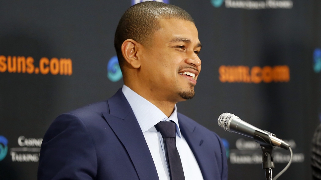 Newly appointed Phoenix Suns head coach Earl Watson speaks after being promoted from interim head coach Tuesday