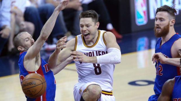 Aggression Matthew Dellavedova gets in the face of Detroit's Steve Blake