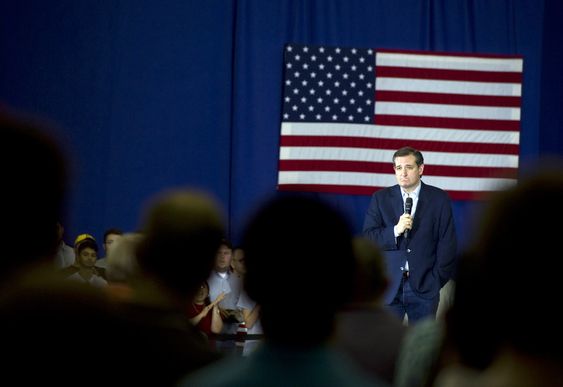 Sen. Ted Cruz talks at the Old National Events Plaza in Evansville Ind. Sunday