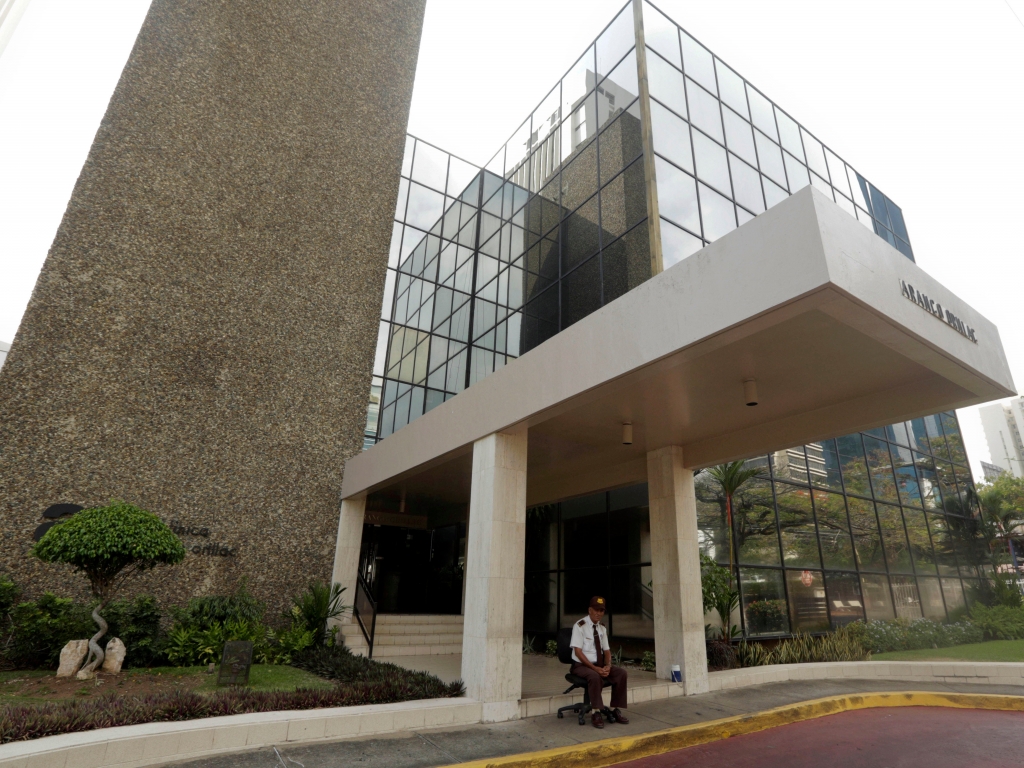 Arnulfo Franco  APA security guard sit outside the Mossack Fonseca law firm in Panama City Sunday