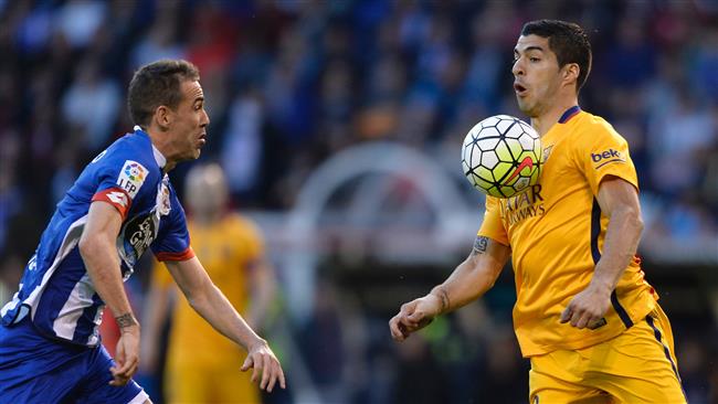 Barcelona's Suarez controlling the ball AFP