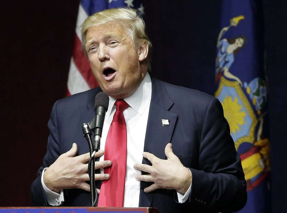 Republican presidential candidate Donald Trump speaks during a campaign rally Wednesday