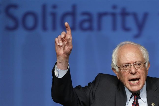 Democratic presidential candidate Sen. Bernie Sanders I-Vt. speaks during a campaign stop Thursday