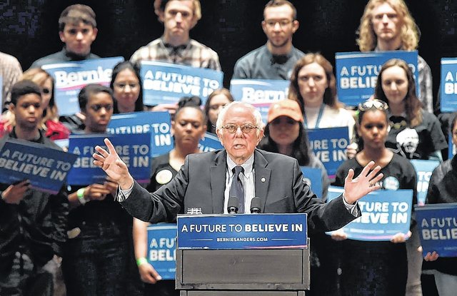 Bernie Sanders during his hour-long speech Thursday in Scranton