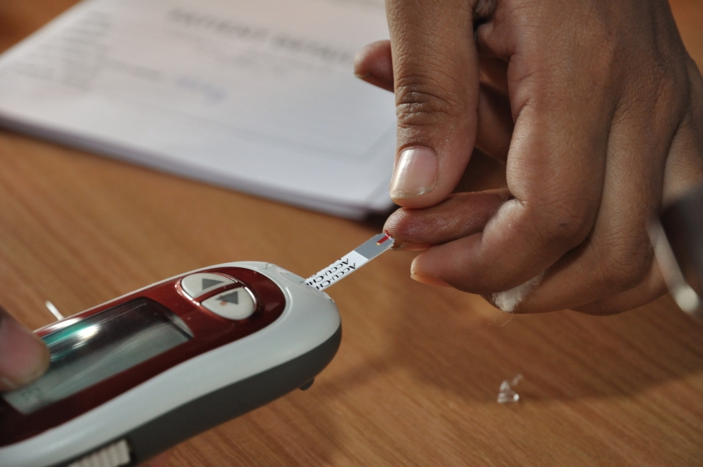 Blood sugar monitoring. Diabetes alone may cost India USD 2.25 trillion for the period 2012- 2030. Credit Wikipedia