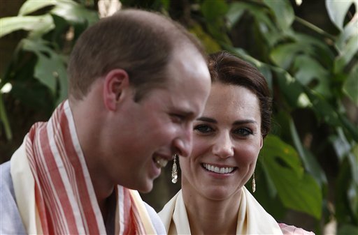 Britain's Prince William and his wife Kate the Duchess of Cambridge arrive at the Centre for Wildlife Rehabilitation and Conservation, at Panbari reserve forest in Kaziranga in the north-eastern state of Assam India