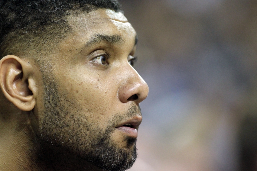 Apr 22 2016 Memphis TN USA San Antonio Spurs center Tim Duncan looks on in the fourth quarter against the Memphis Grizzlies in game three of the first round of the NBA Playoffs at FedExForum. Spurs defeated Grizzlies 96-87. Mandatory Credit Nelson C