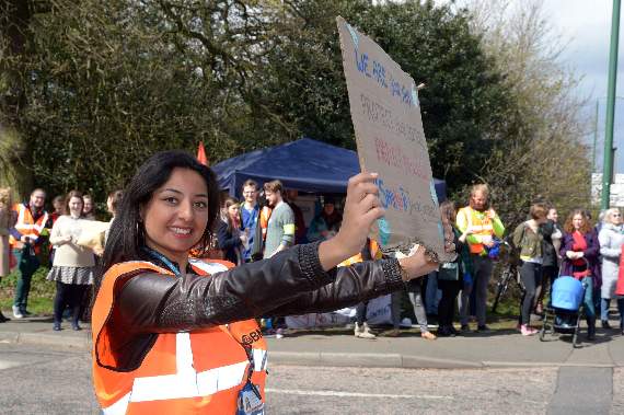 Christiana Georgiou outside Whipps Cross Hospital during strike action earlier this month