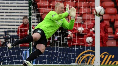 Hibernian goalkeeper Conrad Logan