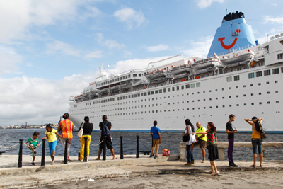 Cruise Ship in Havana Bay. Now Carnival will begin service from Miami