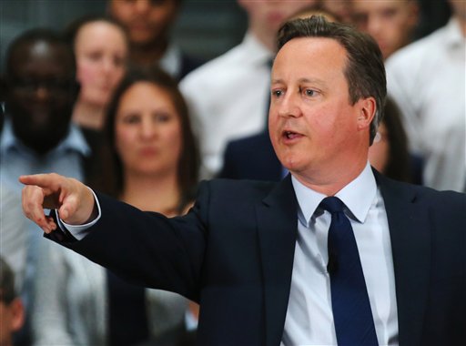 Britain's Prime Minister David Cameron holds a Q&A with employees at Pricewaterhouse Coopers in Birmingham central England Tuesday