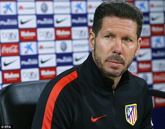 Diego Simeone speaks during a press conference following the Atletico Madrid training session on Tuesday