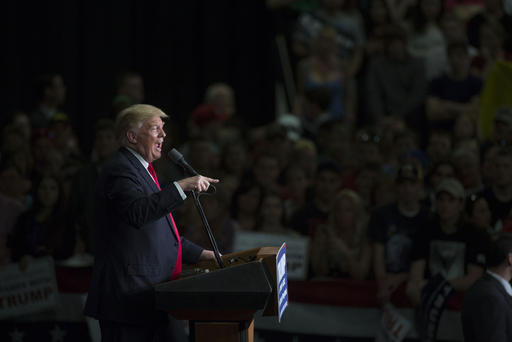 Republican presidential candidate Donald Trump speaks at a campaign rally