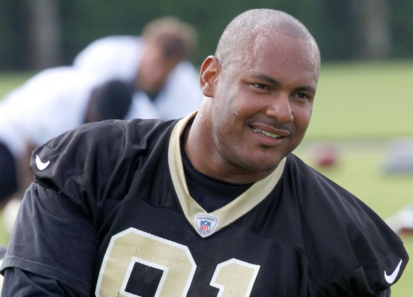 METAIRIE LA- MAY 24 Will Smith #91 of the New Orleans Saints stretches during OTA's at the Saints Training Facility