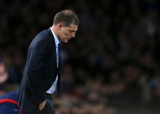 West Ham United manager Slaven Bilic appears dejected on the touchline during the Emirates FA Cup Quarter Final Replay match at Upton Park London