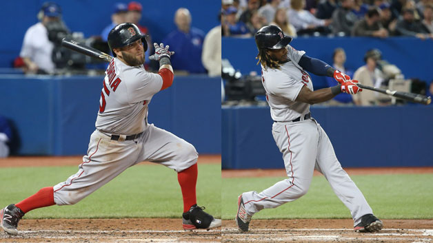 From left Dustin Pedroia and Hanley Ramirez