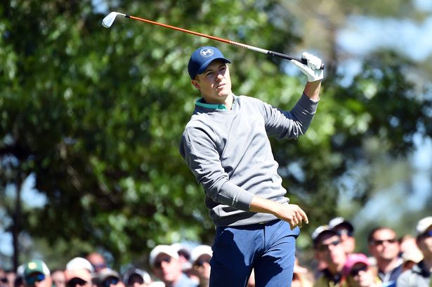 Jordan Spieth of the United States plays his shot from the fourth tee