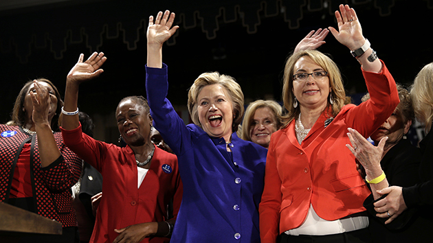 Hillary Clinton leads a rally at a Manhattan hotel. Seth Wenig  AP