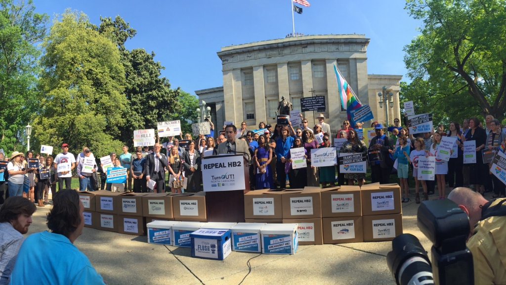 Hundreds of Thousands Call for Repeal of North Carolina Anti-LGBT Law As Legislature Returns				
									By Stephen Peters